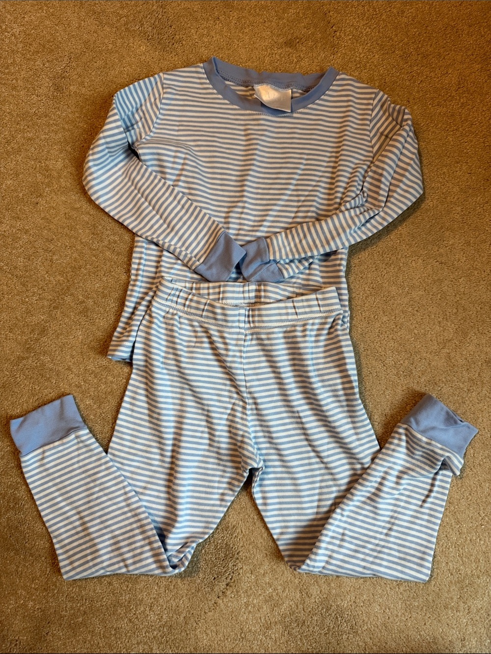 Light Blue & White Striped Kids Pajama Set - Unbranded